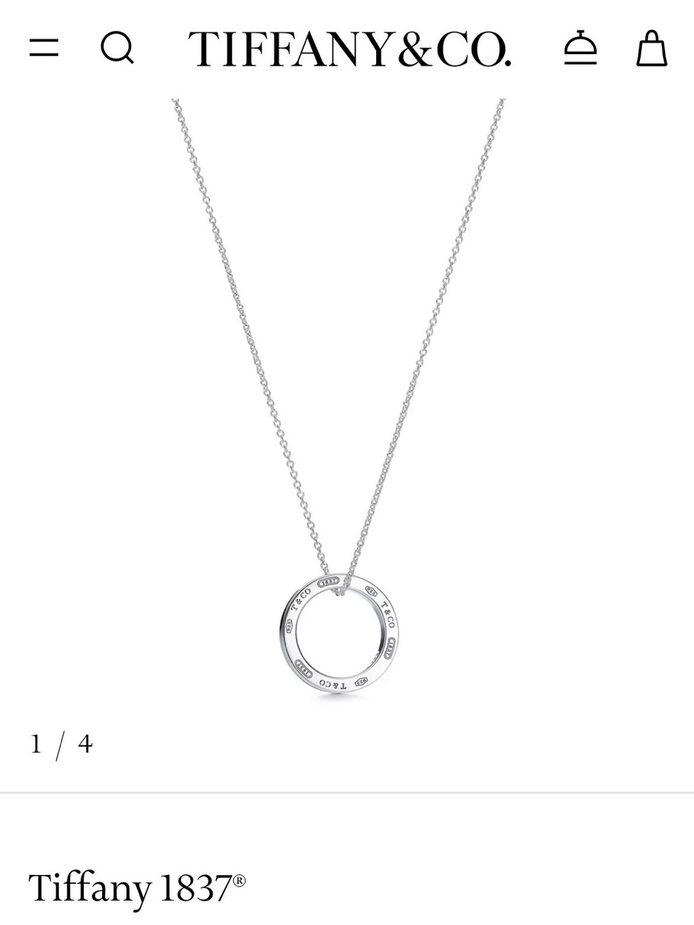 NWT Tiffany & Co 1837 Pendant in Sterling Silver